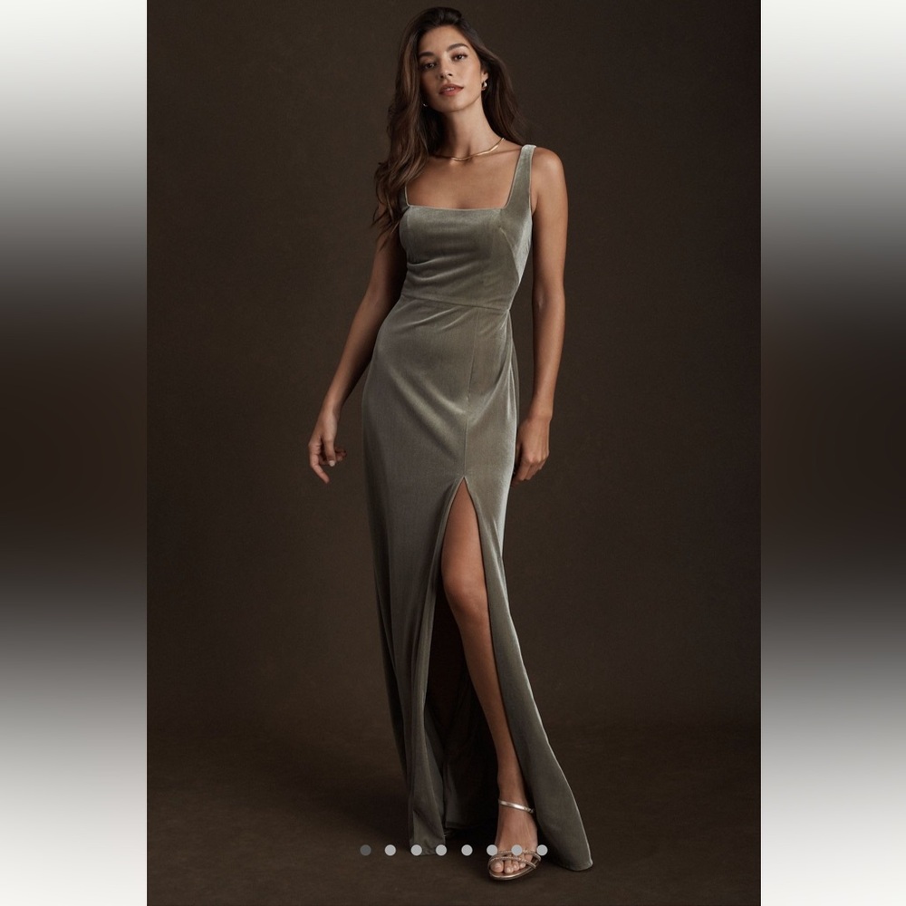 Jenny Yoo Mara Sage Velvet Bridesmaid Dress